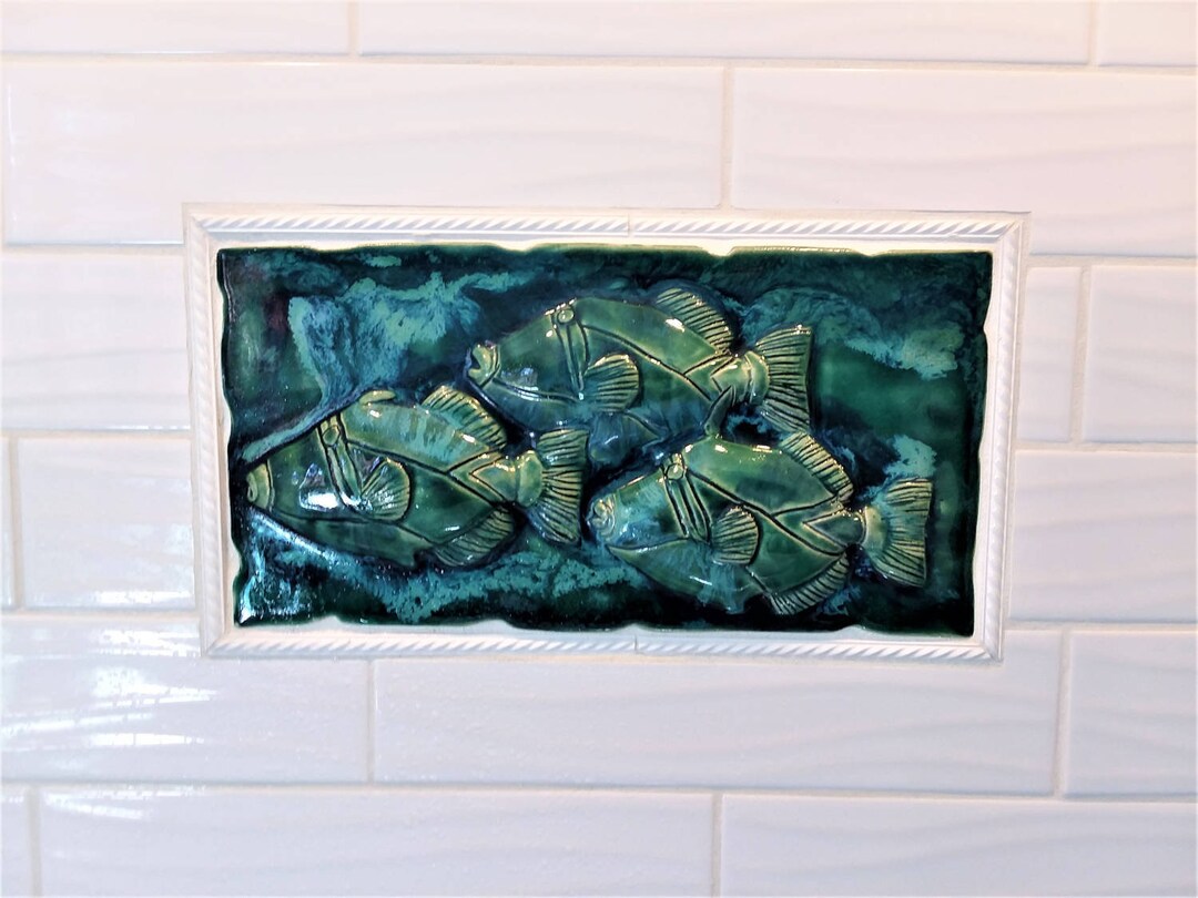 Ceramic Fish Wall Art Kitchen Backsplash Tile Tropical Fish Etsy