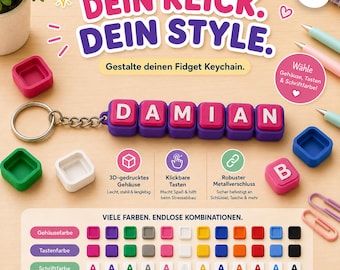 Personalisiertes Namens Fidget | Clicker Schlüsselanhänger mit Namen | Custom Name Keychain | Fidget Toy Geschenk | 3D Gedruckt