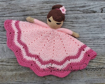 Pretty Princess Lovey ~ Pink Raspberry ~ Crochet Blanket Doll ~RTS ~ Ready to Ship