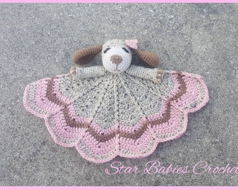 Snuggle Puppy ~ Dog ~ Lovey Blanket Doll ~ Pink and Brown