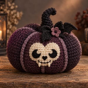 Gothic Skull Pumpkin Amigurumi Crochet Pattern, Halloween Pumpkin PDF, Spooky Gothic Decor