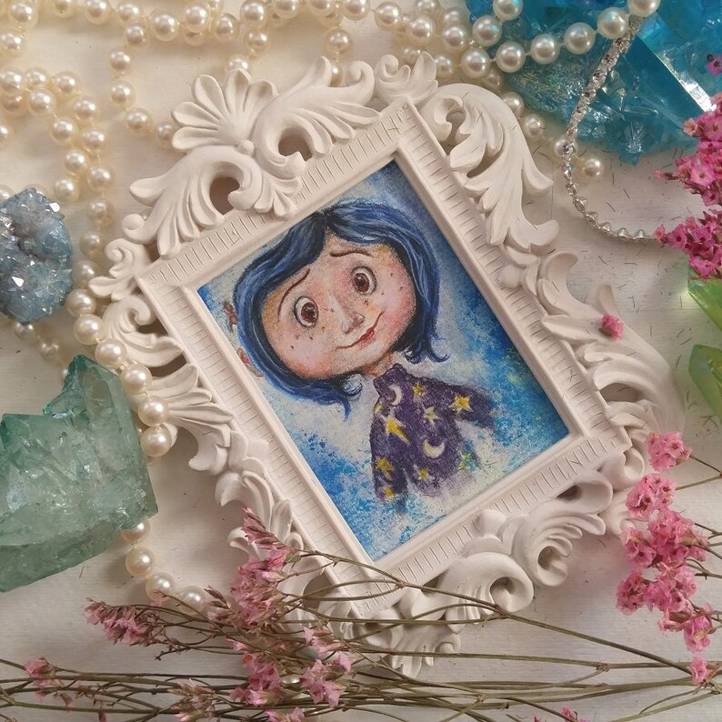Original Moon Coraline Mini Drawing Etsy