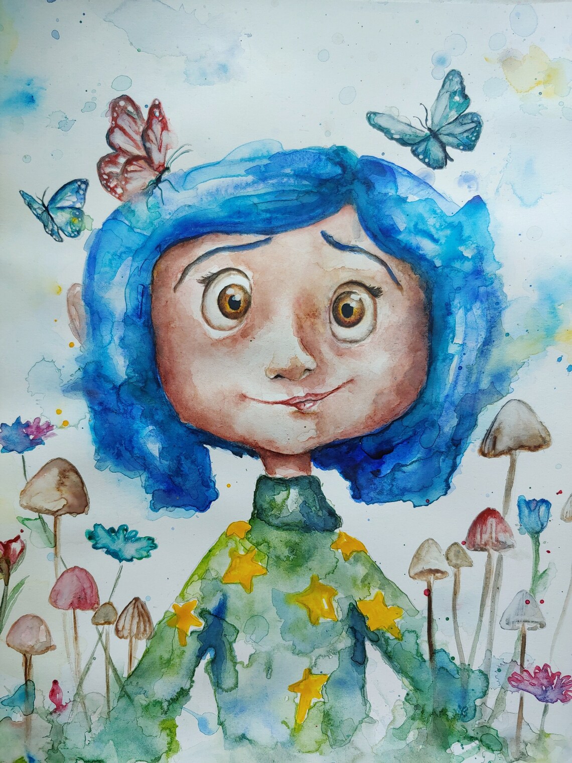 Coraline Watercolor Painting Garden Butterflies Art Etsy Coraline Watercolor Painting Garden Butterflies Art Etsy