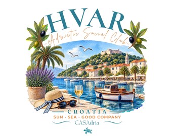 Hvar Adriatic Social Club – PNG print file in Croatian design