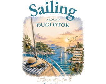 Sailing Around Dugi Otok – PNG print file in sailing design