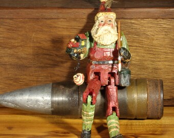 Whimsical Kris Kringle Santa Claus Old St Nick Gold Moon and Stars Accents Figurine Knick-Knack Christmas Holiday Decor Resin Santa Claus