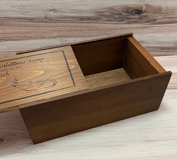 Wooden Storage Box Small Wooden Crate Make A Wish Aladdins Lamp