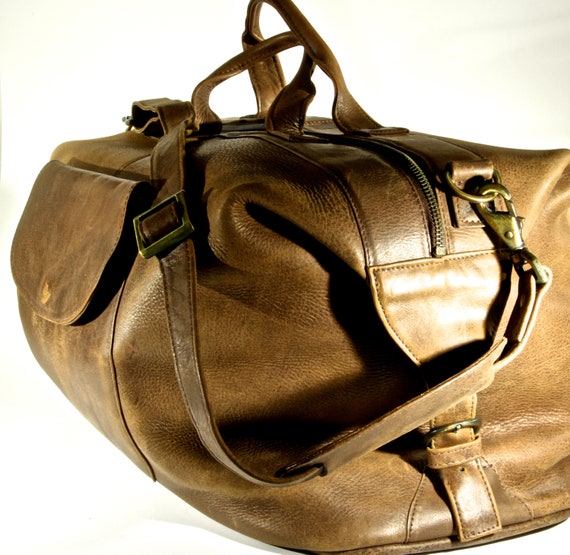 Chestnut Brown Saddle Leather Duffel Bag - Weekend