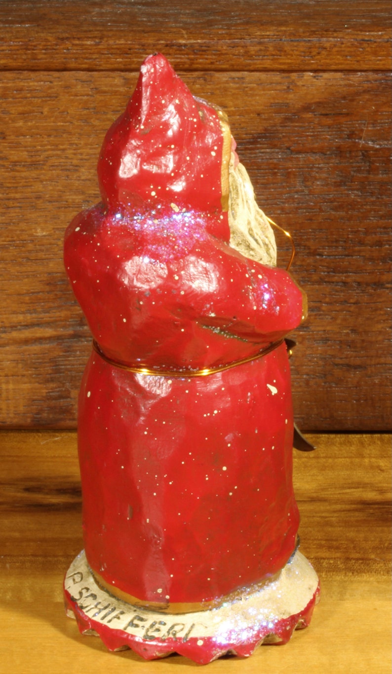 Whimsical Kris Kringle Santa Claus Old St Nick Gold Moon and Stars Accents Figurine Knick-Knack Christmas Holiday Decor Resin Santa Claus