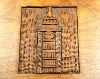Hand-Carved New York Clock Tower Skyscraper Wooden Trinket Keepsake Jewelry Stash Box, Storage Box, Home Decor, Office Decor, Organization