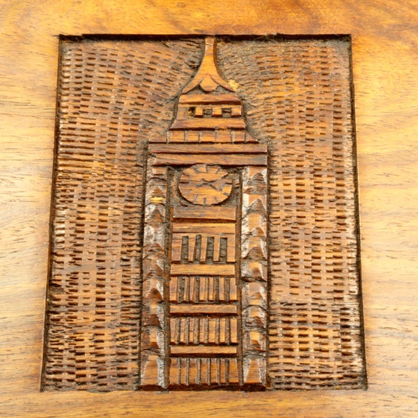 Hand-Carved New York Clock Tower Skyscraper Wooden Trinket Keepsake Jewelry Stash Box, Storage Box, Home Decor, Office Decor, Organization
