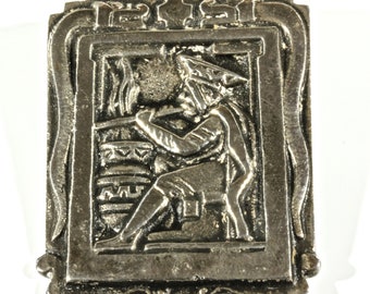 Primitive Vintage Tribal Peruvian Brooch Pin - Peru Brooch Jewelry - South America Brooch - Jewelry For Her - Unique Old Sterling Silver Pin