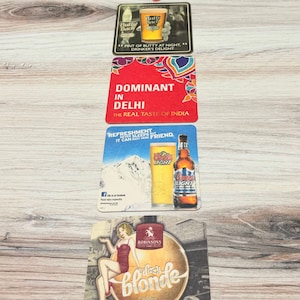 Collection Of Five Vintage Assorted Cardboard Pub Mats, Man Cave Home Bar Tavern Pub Watering Hole Sports Bar Coasters Beer Mats, Drink Mat
