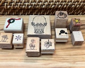 Instant Collection Of Random Vintage Wooded Block Mounted Rubber Stamps, Scrapbooking Card Making Arts Crafting Journaling Rubber Stamps