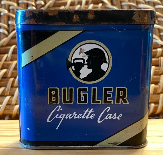 Bugler Cigarette Case - Smoking Tobacco - Empty Vintage Tobacco Tin - Blue  and Black Tobacco Tin Container - Old Tobacciana Cigarette Case
