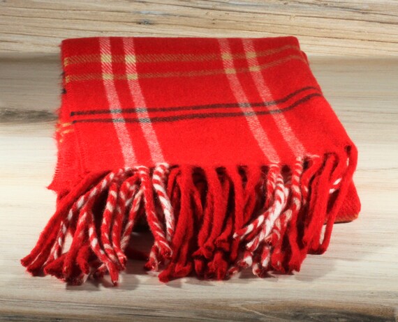 Vintage Red White Black Neck Scarf - Winter Scarf