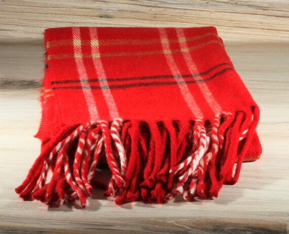 Vintage Red White Black Neck Scarf - Winter Scarf… - image 1