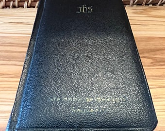 Vintage Leather Foreign Religious Book - Black Bible - Word Of God - Salvation Worship Book - Small Old Pocket Bible - Christian Book