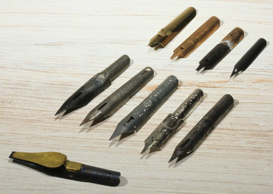 Assortment of Vintage Dipping Pen/calligraphy Nibs 10 Count Etsy
