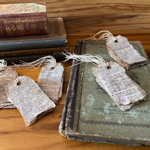 Coffee Stained Hand-Torn Tags, Vintage Dictionary Pages Turned Into Hang Tags, Scrapbooking Junk Journal Diary Tags, Mixed Media Paper Tags image 6