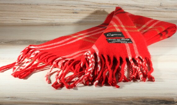 Vintage Red White Black Neck Scarf - Winter Scarf… - image 2