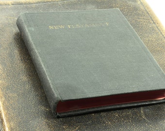 Antique Black New Testament Holy Bible - Hardbound Pocket Size Religious Bible Book - Word Of God - Church Book - Small Antique Bible Book