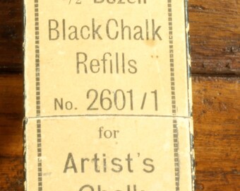 Koh-i-noor Black Chalk Refills Pencil - Vintage Artist's Pencil Chalk - Vintage Artist's Tools - Black and Brown