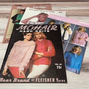 Four Vintage Knitting Pattern Books, Knitting Instructional Book, How To Knit Guide, Fiber Artist, Hand-Knit Pattern Instruction Booklets