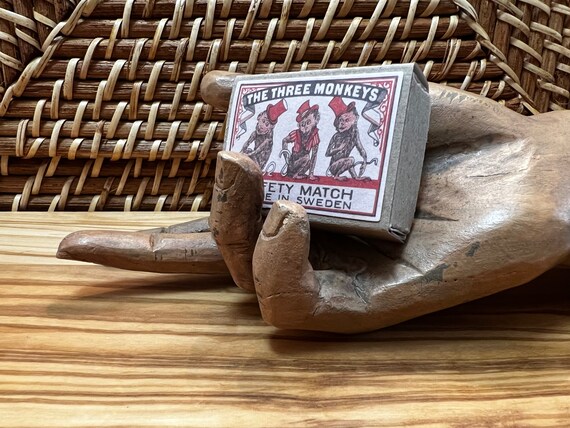 Vintage-inspired Double-sided Box of Matches, the Three Monkeys, Elephant,  Green-tip Wooden Matches, Tobacco Smokers Candle Light Matchstick