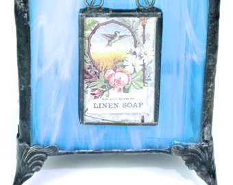 Caribbean Blue Stained Glass Votive Tea Light Holder, Stained Glass Box, Stained Glass Art, Home Decor, Tea Light Candle Holder, Glass Box