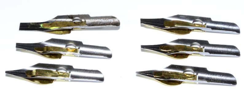 Complete Set In Box Vintage Gold Brass Silver Speedball Dipping PenCalligraphy Nibs 5 Count Poster Art Nibs Vintage Artist/'s Tools
