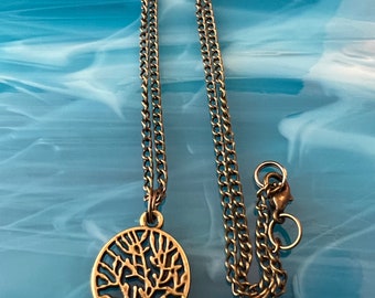 Two-Sided Small Dainty Bronze Tone Tree Of Life Pendant, Tree Of Life Necklace, Bronze-Tone 18 Inch Pendant Chain, Jewelry For Her, Gift