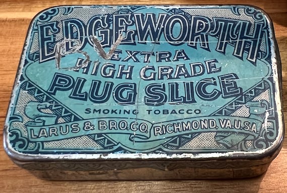 edgeworth plug slice tobacco tin Edgeworth Extra High Grade Plug Slice Pipe Tobacco Tin, Vintage Tobacco Tin,  Pocket Pipe Tobacco Tin, Small Pocket Size Storage Tin Box