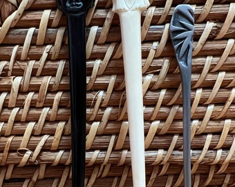 One Vintage Shawl Stick, Black Shawl Stick, Ivory-Tone Shawl Stick, Pewter Shawl Stick, Shoulder Wrap Shawl Accessory, Knitting Basket