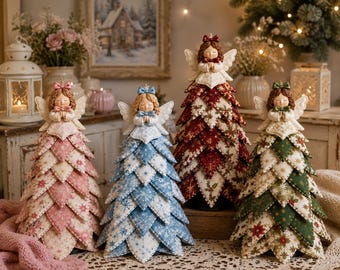 Fabric Christmas Tree Doll Sewing Pattern PDF | Angel Tree Topper Plush Pattern | Layered Fabric Tree Pattern | Holiday Craft DIY Pattern