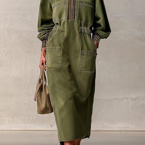 olive green cargo dress @maahi2