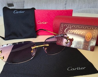 Vintage Cartier Big C Type Sunglasses: Gold Frame, Pink Lens (18/140mm). cartier glasses