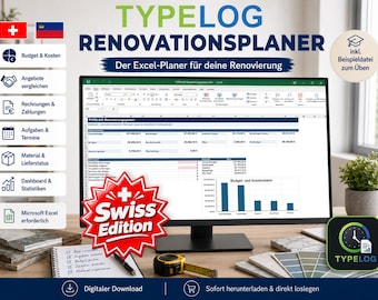 Renovation planner Excel Switzerland | Construction planner for house building and renovation | Construction costs, quotes, invoices for building owners