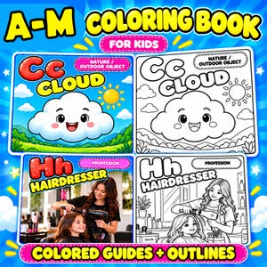 A–K Alphabet Coloring Book for Kids | Colored Examples & Matching Outlines | Letter Learning Activity Book