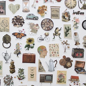 Vintage Scrapbook Stickers, Vintage Vibe Stickers for Water Bottles, Laptop Stickers, Aesthetic Vintage Stickers, Waterproof Sticker Pack