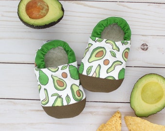 avocado baby shoes - vegan baby shoes - kids avocado slippers - taco tuesday accessories - rubber soft sole shoes - avocado baby shower gift