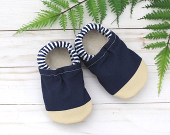 navy blue toddler shoes - vegan soft sole baby shoes - navy blue moccasins - kids slippers - baby shower gift for baby boy - vegan baby gift