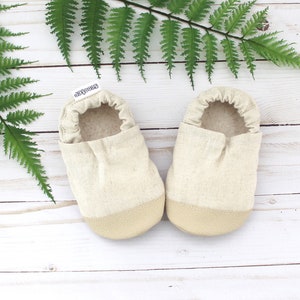 linen baby shoes -linen kids slippers - vegan soft sole shoes - rubber sole linen moccs for kids - earthy baby accessories -baby shower gift