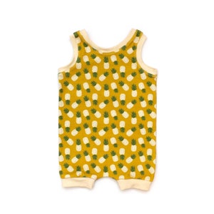 LAST ONE 6-12 mos // pineapple romper yellow romper pineapple clothing tropical toddler romper one piece outfit vegan clothing kids clothing image 1