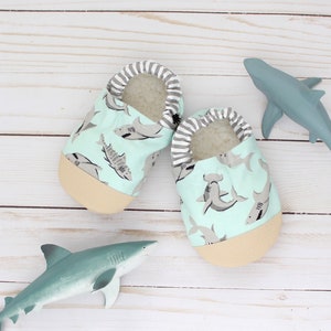 shark baby shoes - toddler shark moccasins - kids shark slippers - vegan soft sole shoes - shark baby shower gift for boy - shark birthday