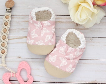 Rosa Schmetterling Babyschuhe - Schmetterling Baby Shower Geschenk für Baby Mädchen - Kinder Schmetterling Hausschuhe - vegane Baby Mokassins - Schmetterling Mokassins