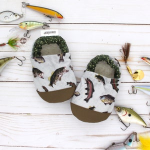 Fishing Baby Shoes - Kids Fish Slippers - Fish Baby Shower Gift - Toddler Moccasins - Vegan Soft Sole Shoes - Fish Birthday Gift