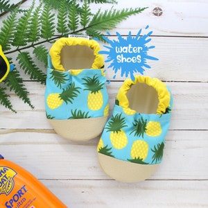 pineapple water shoes pool shoes for kids toddler swim shoes vegan baby shoes soft sole water shoes beach shoes pineapple moccs image 1