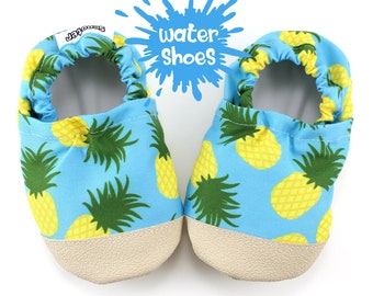 pineapple water shoes - pool shoes for kids - toddler swim shoes - vegan baby shoes - soft sole water shoes - beach shoes - pineapple moccs