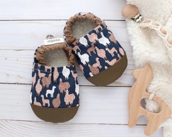 llama baby shoes - llama moccasins - vegan soft sole shoes - kids llama slippers - llama baby shower gift - llama birthday - gender neutral
